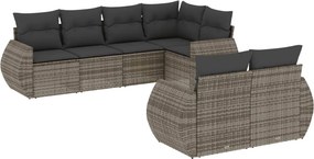 vidaXL 7 részes szürke polyrattan kerti ülőgarnitúra párnákkal
