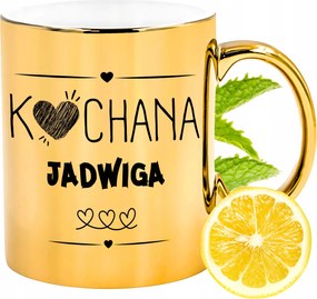 Prémium Arany Csillogó Bögre Hedvignek Ajándék Nyomtatott Fotóval