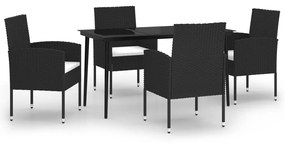 vidaXL 5 részes fekete kerti étkezőgarnitúra
