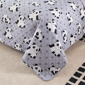 Ágytakaró mintával PANDA szürke Méret: 170 x 210 cm