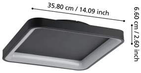 Eglo 901252 - LED Dimmelhető mennyezeti lámpa LORETELLO LED/12W/230V fekete + + távirányító