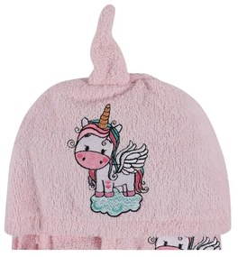 Rózsaszín pamut gyerek fürdőköpeny és fürdőlepedő szett 3 db-os 0-2 év Unicorn – Foutastic