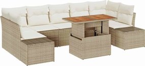 vidaXL Kert étkező szett párnával 8 pcs Beige és krém