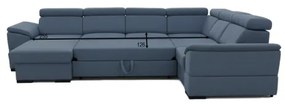 Ággyá nyitható ülőgarnitúra univerzális U-alakú sarokkal és tárolóval GRANADA kék