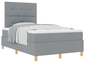 Box Spring ágy matraccal, világosszürke, 120x200 cm szövet