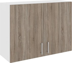Karo 2 ajtós felső konyhaszekrény, Sötét sonoma tölgy / Fehér, 80 x 30 x 60 cm