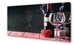 Canvas képek Szív üveg borospohár 100x50 cm
