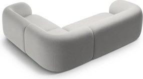 Világosszürke bársony sarokkanapé (jobb oldali-L alakú) Kate – Micadoni