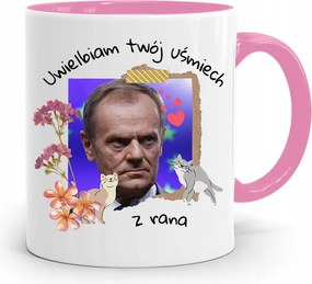 Donald Tusk Rózsaszín Bögre Platform Ajándék fényképes nyomtatással