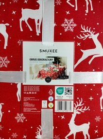 Karácsonyi dekorációs asztalterítő piros rénszarvasok 110x160 pamut 770