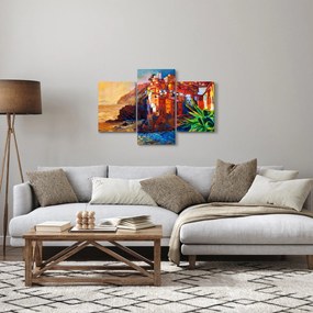 Kép - Falu Cinque Terre partján, az olasz riviérán, modern impresszionizmus (90x60 cm)