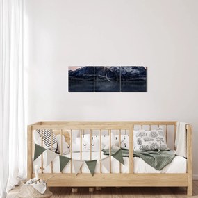 Tó és hegy képe (órával) (90x30 cm)