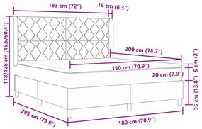 Boxspring Ágy Matrac Kép sötétszürke 180x200 cm bársony