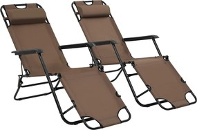 vidaXL 2 db barna összecsukható acél napozóágy lábtartóval