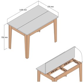 Étkezőasztal  (4 fő részére)  Kika (dió + fehér). 1073314