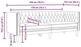 3 részes szürke műbőr Chesterfield kanapégarnitúra