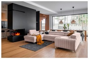 Rózsaszín kinyitható-tárolóhelyes sarokkanapé (bal oldali-U alakú) Louis – ELTAP