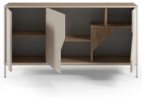 Krémszínű-natúr színű komód tölgyfa dekorral 150x80x40 cm Lilou – Marckeric