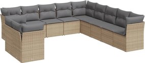 vidaXL 11 részes bézs polyrattan kerti ülőgarnitúra párnákkal