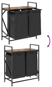 füstölt tölgy mosodai kosár 2 rekeszes polccal