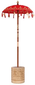 Napernyő Alappal Piros, Barna 250 cm Pamut, Fa