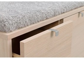 Szürke-natúr színű ülőkés cipőtartó tölgyfa dekorral Confetti – Rowico