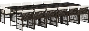 vidaXL 13 részes barna polyrattan kerti ülőgarnitúra párnákkal
