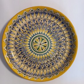 Nagy Üzbég Tányér Sárga Mechrob 38cm