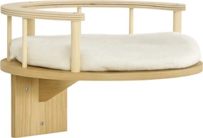 PwaHut Macska Mászófal párnával, Macska Hintaágy, Plüss Fal Kaparó, Macska Bútor 5 kg-ig, Tölgy+Krém Fehér | Aosom