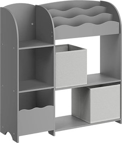 Gyerek könyvespolc, polc  2 dobozzal, gyerekszobába, nappaliba, galamb szürke