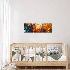 Kép - Absztrakt festmény a virágokról (órával) (90x30 cm)