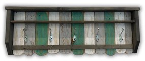 Fali fogas - Vintage - rusztikus tömörfa bútor ( zöld / fehér )