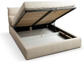 BASIL kárpitozott ágy, matrac nélkül, 180x200 cm, bézs