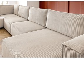 Krémszínű kordbársony sarokkanapé (bal oldali-"U" alakú) Nihad modular – Bobochic Paris