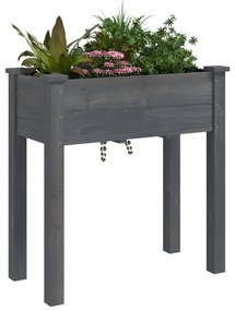 szürke tömör fenyőfa kerti ültetőláda béléssel 71 x 37 x 76 cm