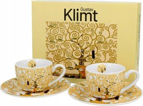 2 db-os eszpresszó csésze szett Klimt Ecru Tree Of Life 90ml Ajándék Doboz