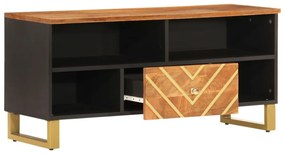 barna és fekete tömör mangófa TV-szekrény 100x33,5x46 cm