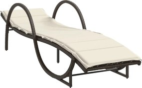 vidaXL barna polyrattan napozóágy párnával 60 x 199 x 42 cm
