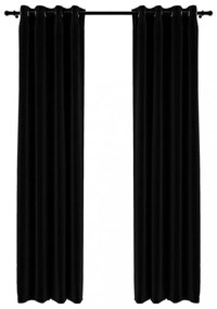 vidaXL 2 db fekete, vászonhatású sötétítőfüggöny fűzőkarikával 140 x 245 cm