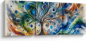 Kép – Színes energikus fa (órával) (90x30 cm)