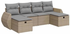 vidaXL 6 részes bézs polyrattan kerti ülőgarnitúra párnával