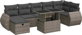 vidaXL 8 részes szürke polyrattan kerti ülőgarnitúra párnákkal