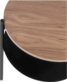 Fekete-sötét natúr színű éjjeliszekrény diófa dekoros asztallappal Tu – noo.ma