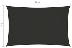 antracitszürke téglalap alakú oxford-szövet napvitorla 5 x 8 m