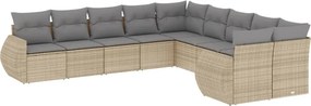 vidaXL 10 részes bézs polyrattan kerti ülőgarnitúra párnával