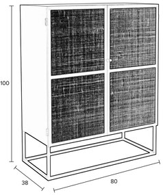 Fekete rattan magas komód 80x100 cm Guuji - White Label