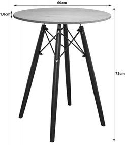 Kör asztal ANELLO Dark Ash 60cm