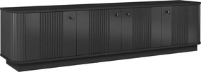 Vesper RTV szekrény 4 ajtós 187 cm lábazattal – fekete / fekete fogantyúkkal