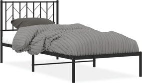 vidaXL fekete fém ágykeret fejtámlával 90 x 200 cm