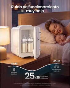 SONGMICS 4 L-es hordozható mini hűtő autóba és otthonra, hűtő-fűtő, fehér